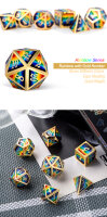 Metal & Enamel Dice Set (7) Rainbow