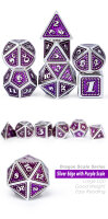 Metal & Enamel Dice Set (7) Amethyst