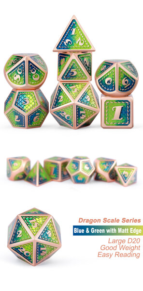 Metal & Enamel Dice Set (7) Island