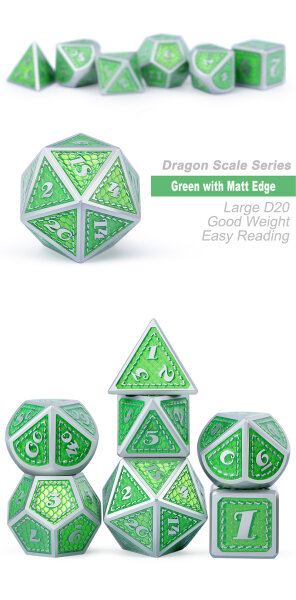 Metal & Enamel Dice Set (7) Serpent