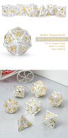 Hollow Dice Set (7) Dragon Silver & Gold