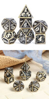 Hollow Dice Set (7) Skull Bronze & White