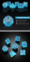 Glass Dice Set (7) Frosted Aquamarine Zircon