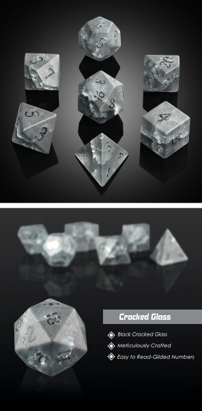 Glass Dice Set (7) Cracked Glass