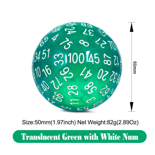 D100 Dice Translucent Teal