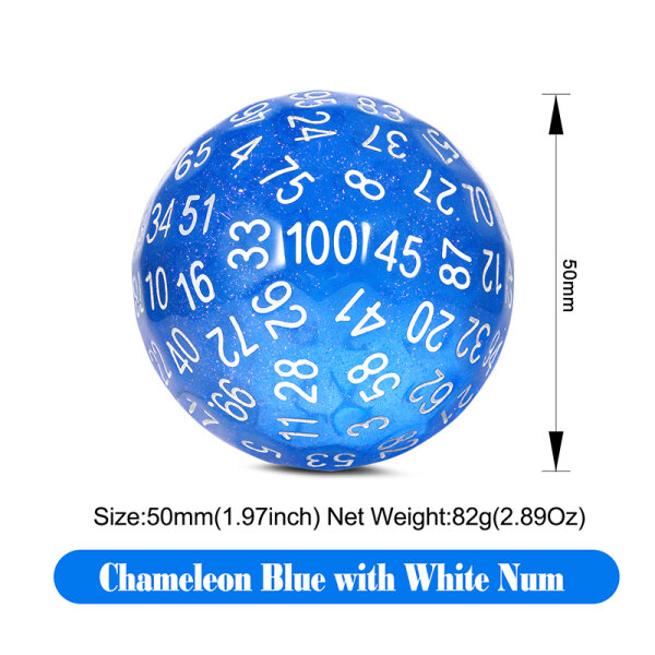 D100 Dice Blue Glitter