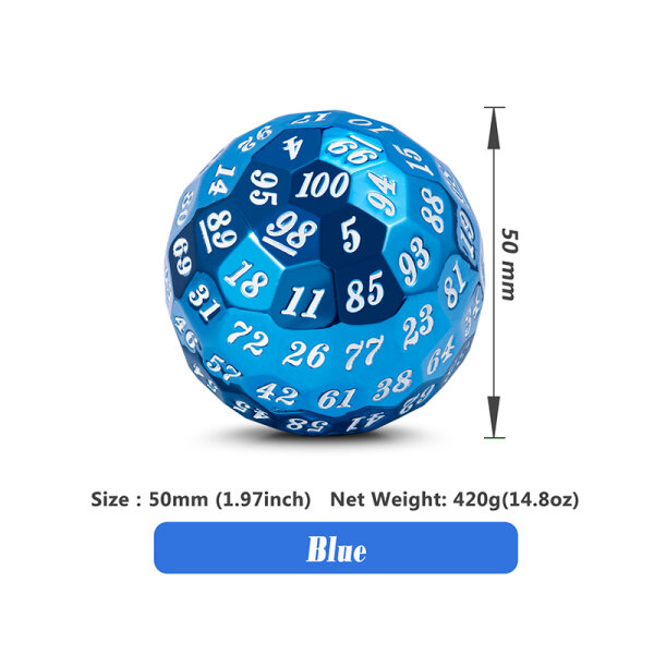 Metal D100 Dice Metallic Blue