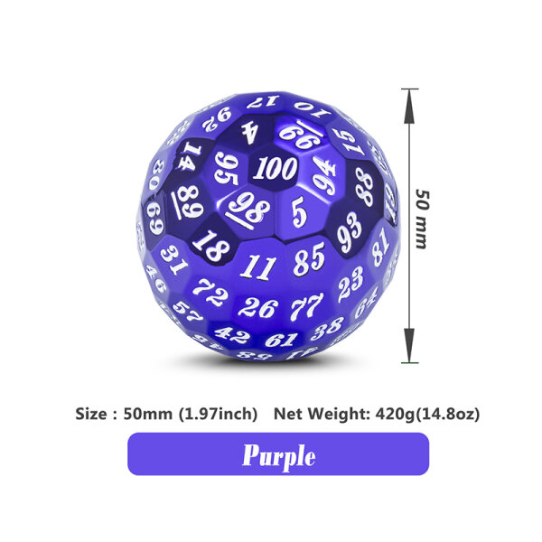 Metal D100 Dice Metallic Purple