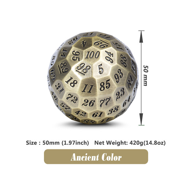 Metal D100 Dice Bronze