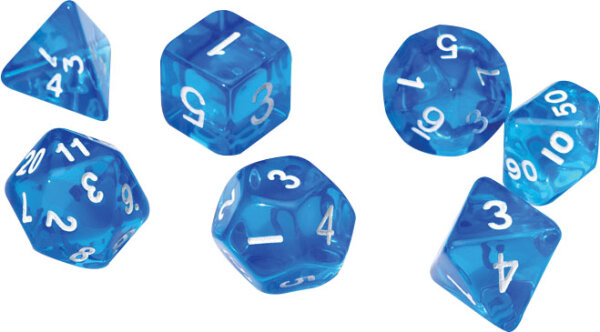 RPG Dice Set (7) Translucent Blue Resin