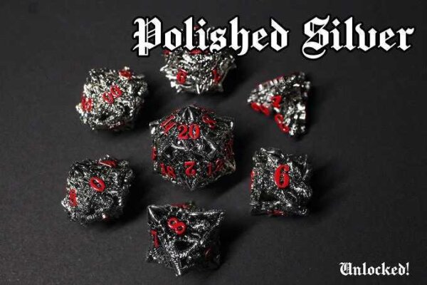 Dragonheart Dice - Chrome Polyhedral Set