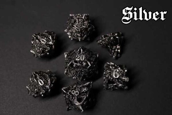 Dragonheart Dice - Silver Polyhedral Set