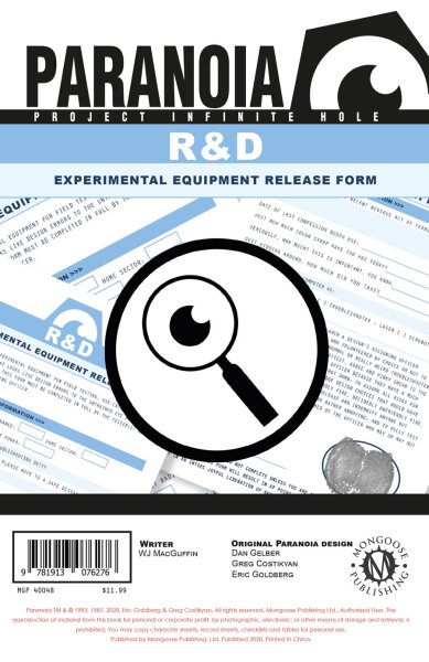Paranoia RPG: The R & D Experimental Equipment Release Form Pad (EN)
