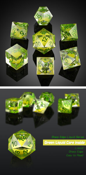 Liquid Core Dice Set (7) Green Lava