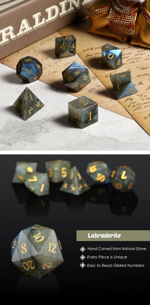 Gemstone Dice Set (7) Labradorite Natural