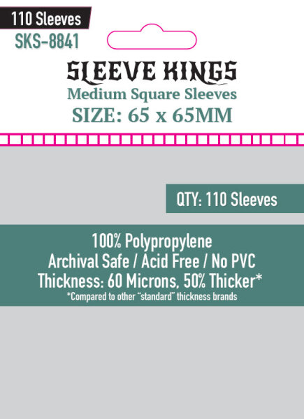 Card Sleeves - 65 x 65mm  - Sleeve Kings - Medium Square - 110 Stück - 60 Microns
