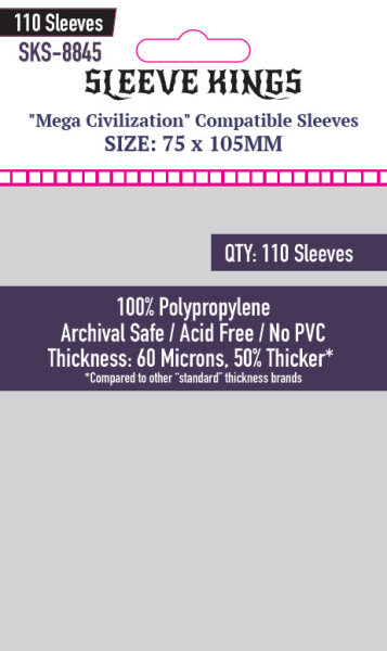 Card Sleeves - 75 x 105mm - Sleeve Kings - Mega Civilization - 110 Stück - 60 Microns