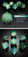Gemstone Dice Set (7) Green Agate Natural