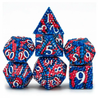 Coral Reef Dragon Scale RPG Metal Dice Set (7)