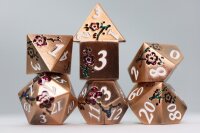 Copper with red Orchids RPG Metal Dice Set (7)