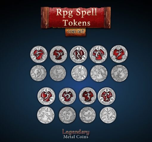 RPG Spell Enamel Tokens Red (22 Coins) (EN)