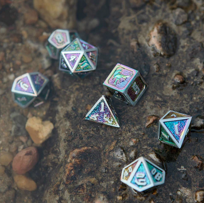 Draconis Brushed Rainbow Polyhedral Dice Set