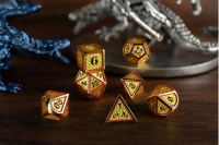 Hollow Wyvern RPG Dice Set Gold w/Red/Green (7)