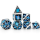 Blue Gears Solid Gear Steampunk Themed Polyhedral Dice Set