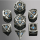 Ancient Silver w/Blue Gems Dragon Eye Dice Set (7)