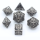 Ancient Silver Hollow Metal Bat RPG Dice Set (7)