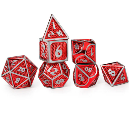 Behemoth Brushed Red Solid Metal Polyhedral Dice Set