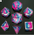 Behemoth Silver w/Pink & Blue Solid Metal Polyhedral Dice Set