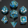 Behemoth Silver w/Green & Blue Solid Metal Polyhedral Dice Set