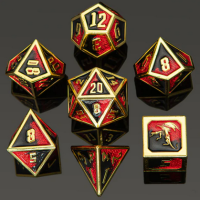 Draconis Gold w/Red & Black Enamel Polyhedral Dice Set