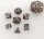 Hollow 10mm mini Dragons Eye Dice Set Ancient Copper w/Green Gems (7)