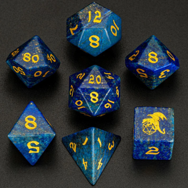 Lapis Lazuli Stone Dice Set (7)