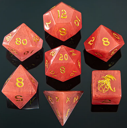 Dragons Hoard Gemstone Dice Set Watermelon Tourmaline (7)
