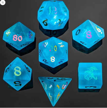 Dragons Hoard Gemstone Dice Set Sea Blue (7)