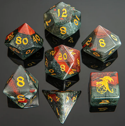 Dragons Hoard Gemstone Dice Set BloodStone (7)