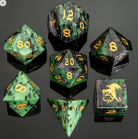 Dragons Hoard Gemstone Dice Set Ruby in Zoisite (7)