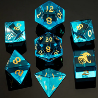 Blue Glass Dice Set (7)