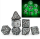 Glow in the Dark Solid Metal Druid Polyhedral Dice Set