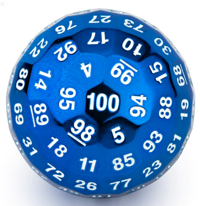 Titans Fist Blue Metal D100 Dice