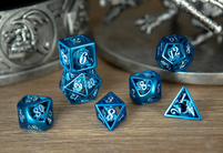 Blue w/ White Hollow Dragon Dice Set (7)