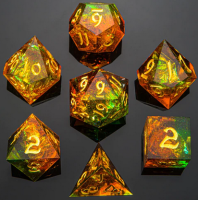 Captured Magic Handmade Sharp Edge Resin Dice Orange...