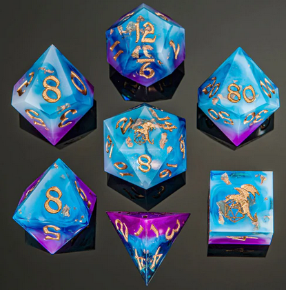 Captured Magic Handmade Sharp Edge Resin Dice Storm Dragon (7)