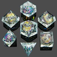 Sharp Edged Dice Set w/Metal Chromatic Dragons Inclusion (7)