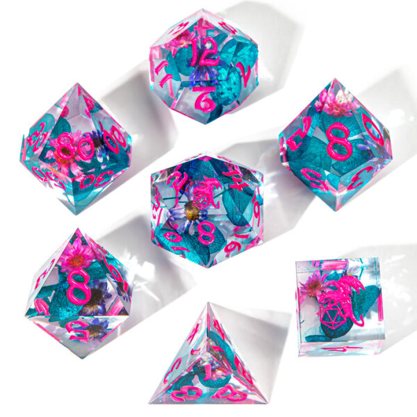 Vapor Wave Blossom Sharp Edge Dice Set (7)