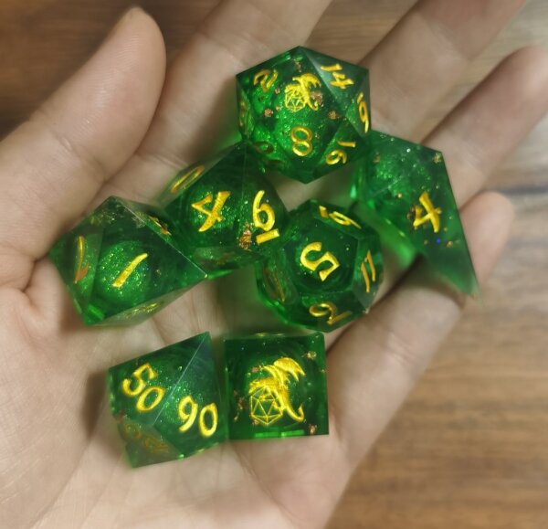 Sharp Edge Liquid Core RPG Dice Set Green (7)
