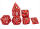 Red with White Hollow Metal Gears of Providence Dice Set (7)